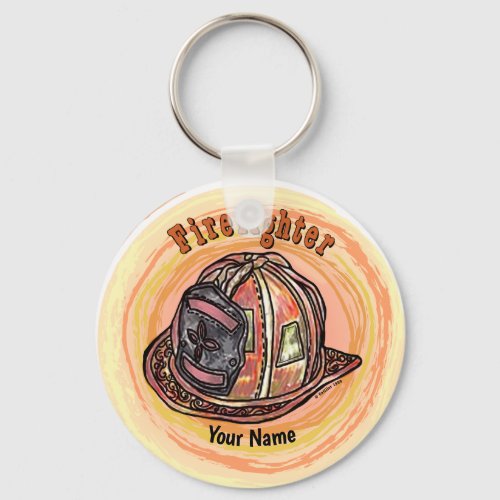 Firefighter Helmet custom name Keychain