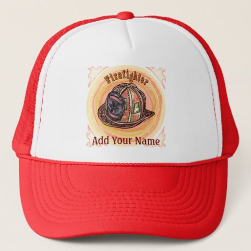 Firefighter Helmet custom name Trucker Hat