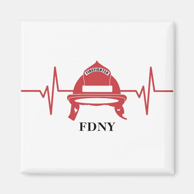 Firefighter Helmet Heartbeat Personalized  Magnet (Front)