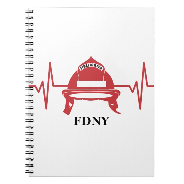 Firefighter Helmet Heartbeat Personalized  Notebook (Front)