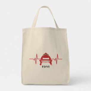Firefighter Helmet Heartbeat Personalized Tote Bag