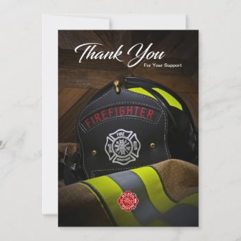 Firefighter Helmet & Jacket Thank You Postcard by TheFireStation at Zazzle
