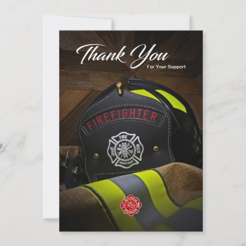 Firefighter Helmet  Jacket Thank You Postcard