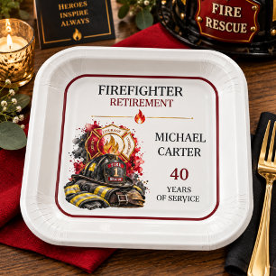 Firefighter Helmet Maltese Cross Retirement Party Paper Plates