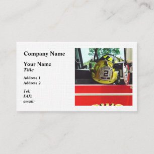 Firefighter Helmets Inside Fire Truck Business Card