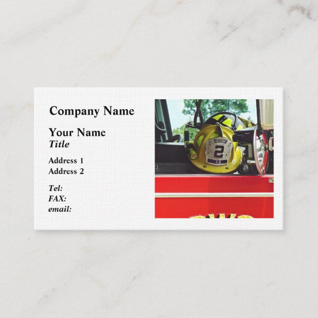 Firefighter Helmets Inside Fire Truck Business Card (Front)