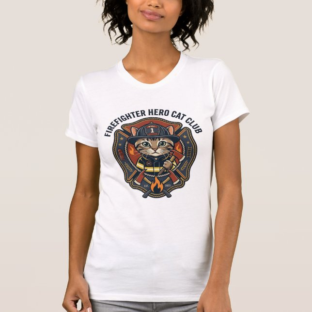 Firefighter Hero Cat Cat Graphic Tee Art - Firefig (Front)