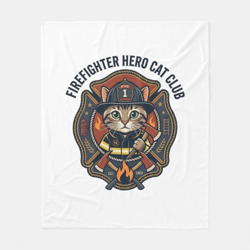 Firefighter Hero Cat Cat Graphic Tee Art - Firefig Fleece Blanket