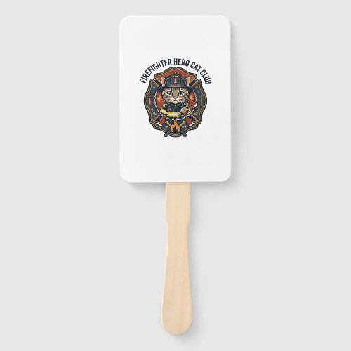 Firefighter Hero Cat Cat Graphic Tee Art - Firefig Hand Fan