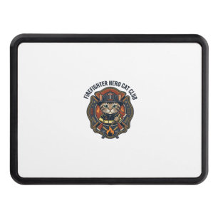 Firefighter Hero Cat Cat Graphic Tee Art - Firefig Hitch Cover