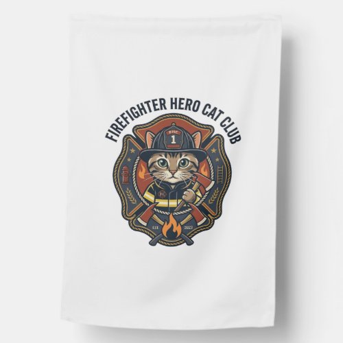Firefighter Hero Cat Cat Graphic Tee Art - Firefig House Flag