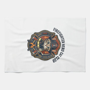 Firefighter Hero Cat Cat Graphic Tee Art - Firefig Kitchen Towel