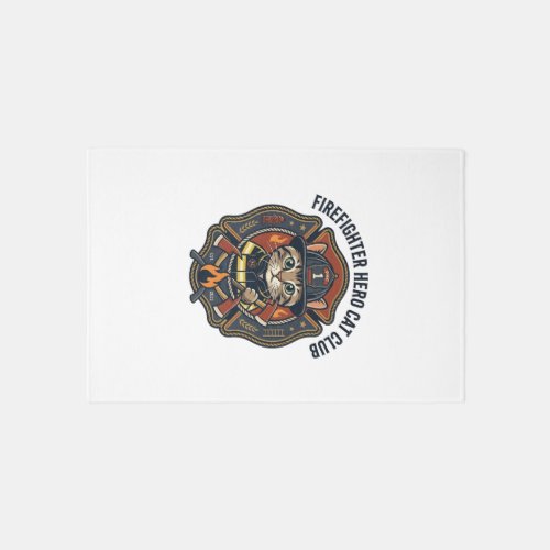 Firefighter Hero Cat Cat Graphic Tee Art - Firefig Rug