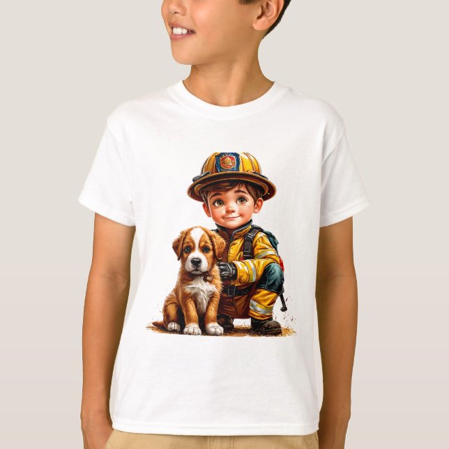👨‍🚒 Firefighter Hero Dog Rescue Gift 🚒 T-Shirt (Front)