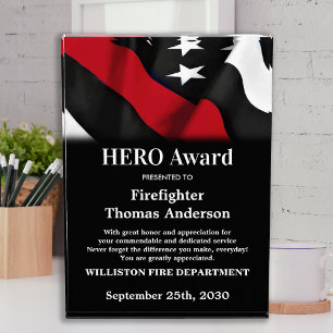 Firefighter HERO Thin Red Line Recognition Acrylic Award