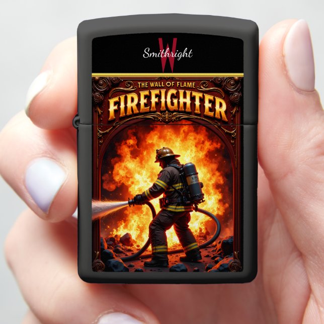 Firefighter Hero Wall of Flame Danger Zippo Lighter (In Hand)