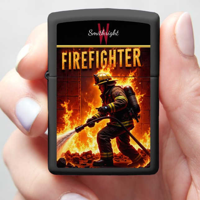 Firefighter Hero Wall of Flame Duty Zippo Lighter (In Hand)