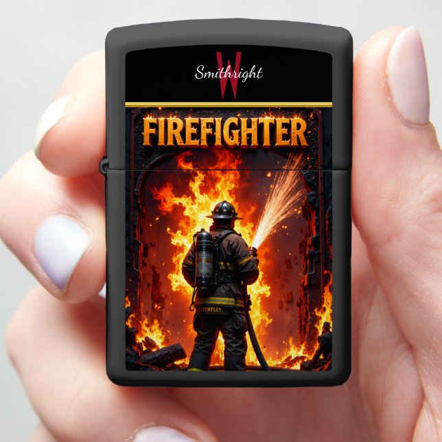 Firefighter Hero Wall of Flame Gift Zippo Lighter (In Hand)