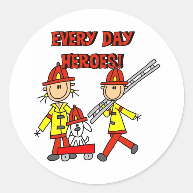 Firefighter Heroes Classic Round Sticker (Front)
