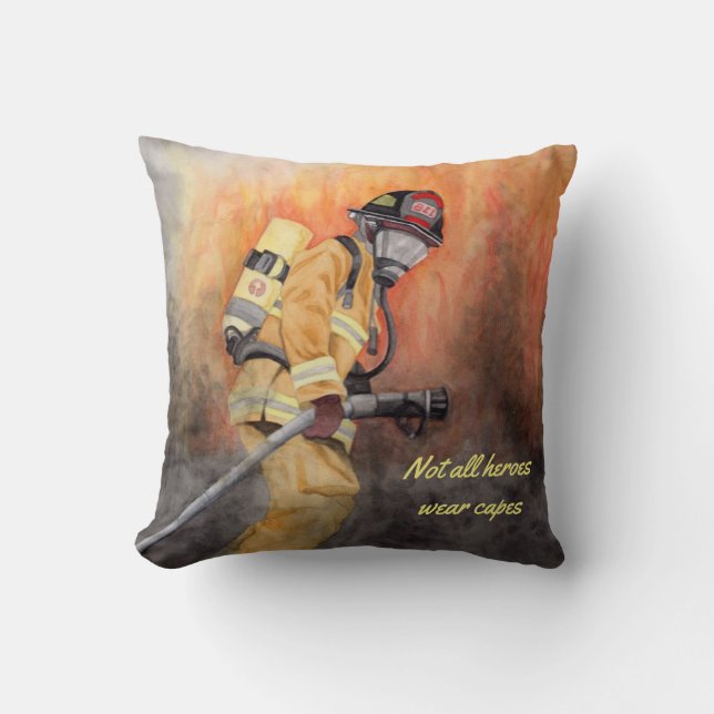 Firefighter Heroes Fireman Throw Pillow (Front)
