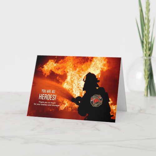 Firefighter Heroes for Bravery Blank Thank You Card