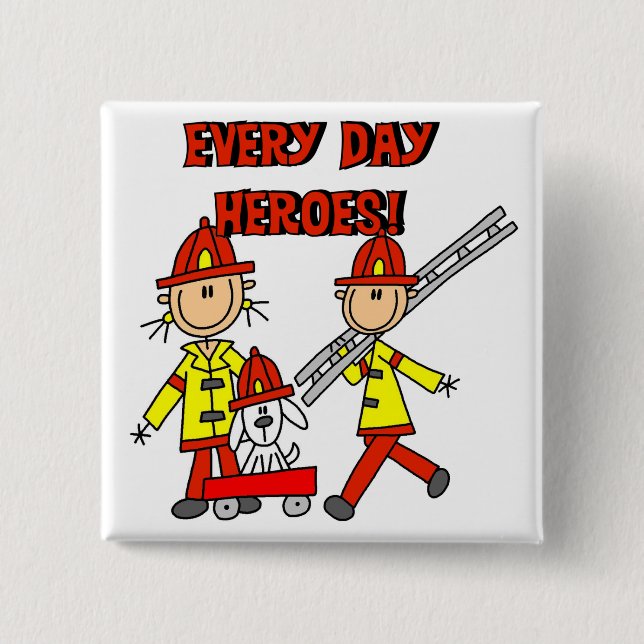 Firefighter Heroes Tshirts and Gifts Button (Front)