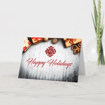 Firefighter Holiday Custom Card by TheFireStation at Zazzle