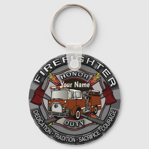 Firefighter Honor custom name keychain