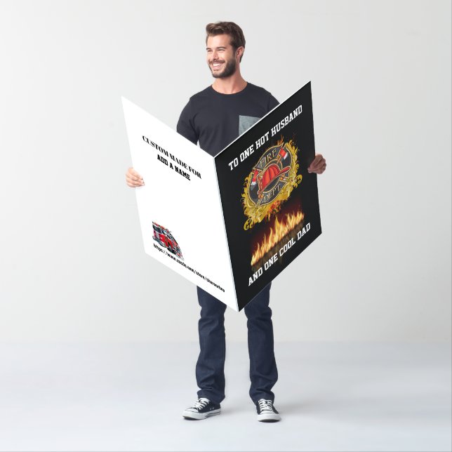 Firefighter Hot Husband Cool Dad BIG Card (In Situ)