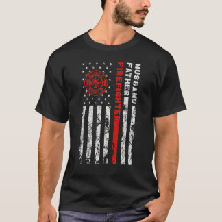 Firefighter Husband Father Fireman Fathers Day For T-Shirt