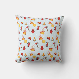 Firefighter Icons Pattern Throw Pillow