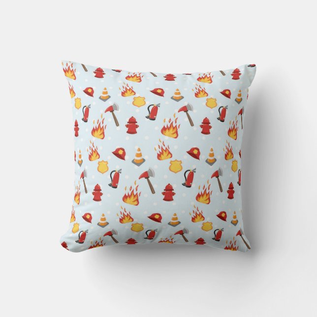 Firefighter Icons Pattern Throw Pillow (Front)