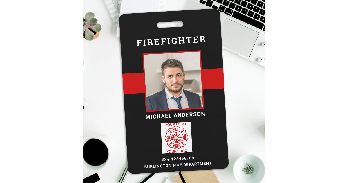 Firefighter ID Personalized Photo Fireman ID Card Badge | Zazzle