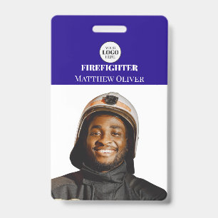 Firefighter ID Photo Simple Blue Logo Badge