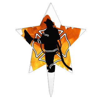 Firefighter In Flames Cake Topper