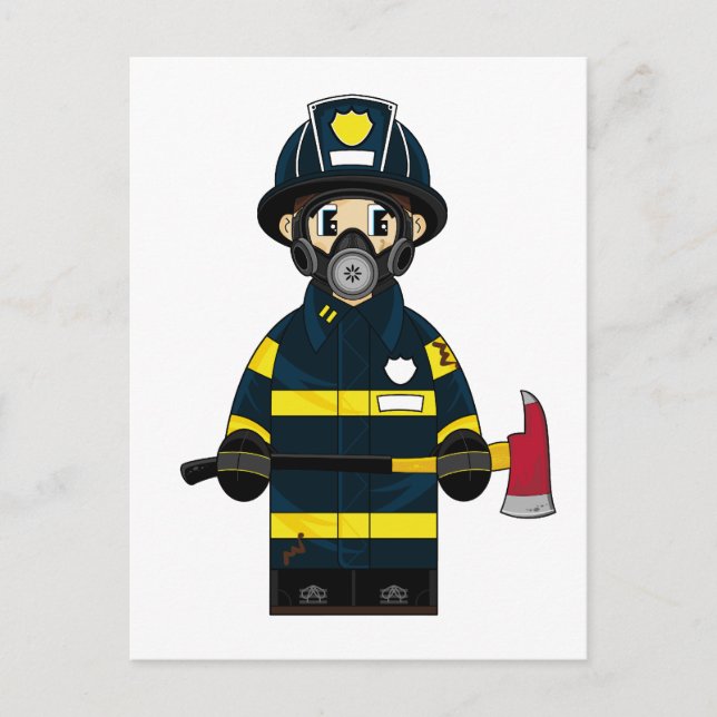 Firefighter in Respirator Postcard (Front)