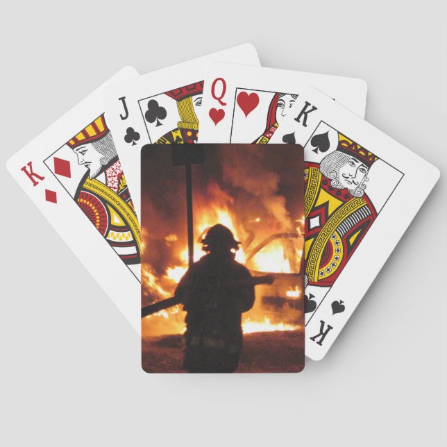 Firefighter In The Flames Poker Cards (Back)