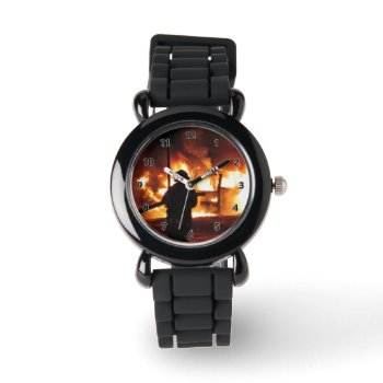 Firefighter In The Flames Watch by bonfirefirefighters at Zazzle