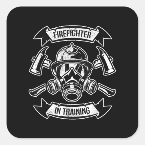 Firefighter In Training Axe Gas Masks Aspirant Square Sticker