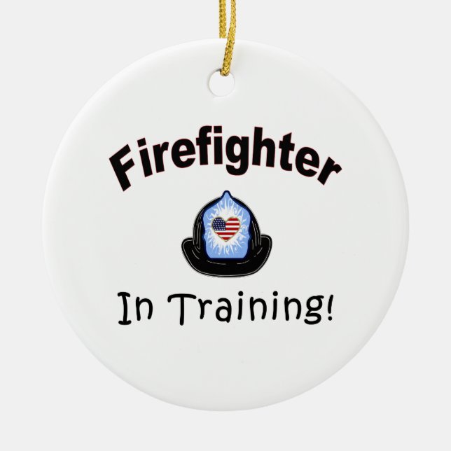 Firefighter In Training Ceramic Ornament (Front)