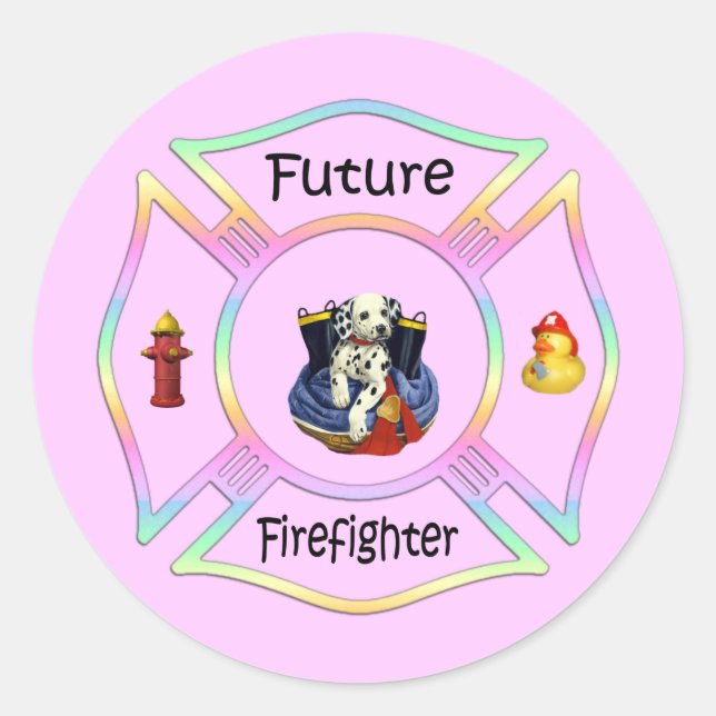 Firefighter Kids Classic Round Sticker (Front)