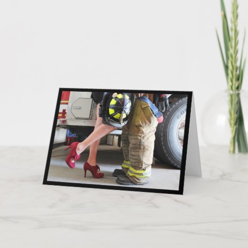 Firefighter Kiss Valentines Day Romantic Card