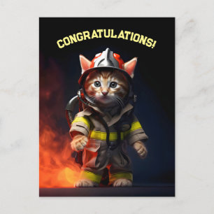 Firefighter Kitten Postcard