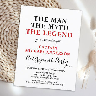 Firefighter Legend Thin Red Line Retirement Party Invitation Postcard
