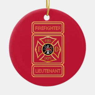 Firefighter Lieutenant Custom Ceramic Ornament