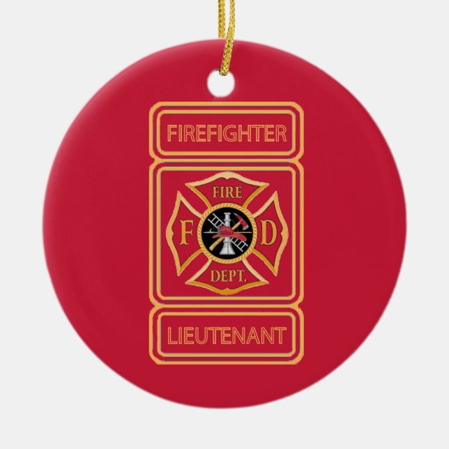 Firefighter Lieutenant Custom Ceramic Ornament (Front)