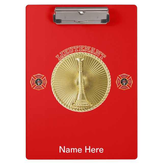 Firefighter Lieutenant Gold Medallion Clipboard (Front)
