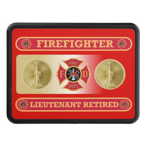 Firefighter Lieutenant Retired Shield Hitch Cover