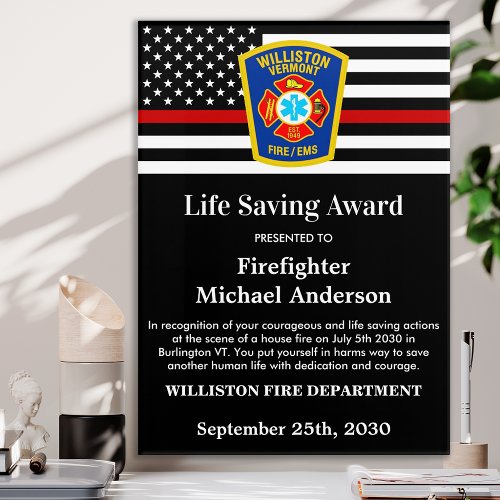 Firefighter Life Saving Award Department Logo Acrylic Print