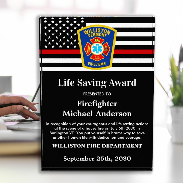 Firefighter Life Saving Department Custom Logo Acrylic Award (Creator Uploaded)